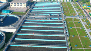 4K航拍城市污水处理废水净化池废水处理污水池20秒视频