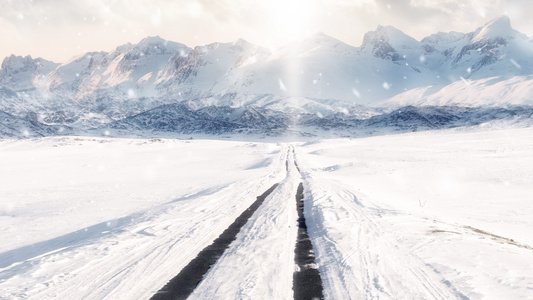 公路雪山背景视频视频