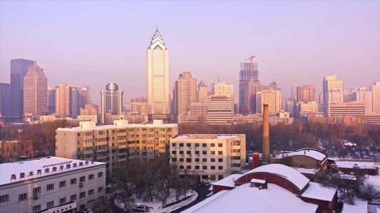 乌鲁木齐城市雪景延时视频