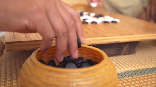 4K老年人下棋特写[手谈]视频