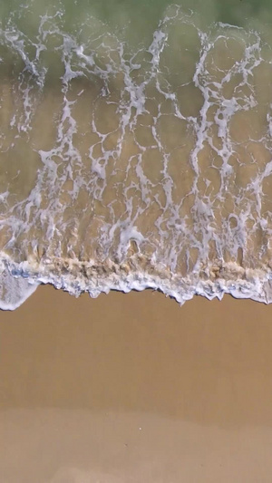 航拍海边沙滩上与海浪玩耍的少女素材海景素材65秒视频