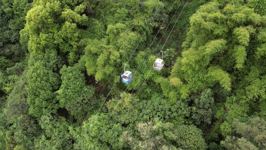 重庆北碚缙云山观光索道航拍视频