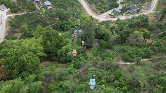 重庆北碚缙云山观光索道航拍视频