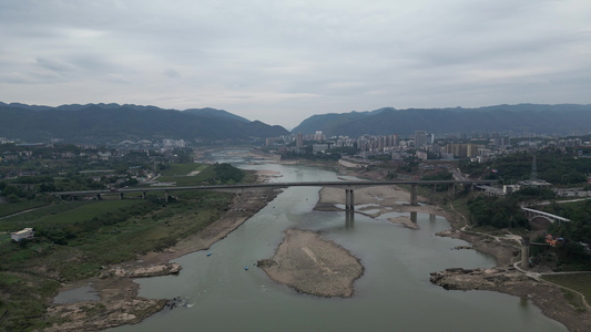 重庆北碚嘉陵江人文景观航拍视频