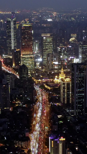 上海城市夜景航拍中心城市16秒视频
