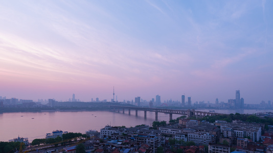 延时摄影航拍城市夕阳落日晚霞天空长江江景街景4k素材视频