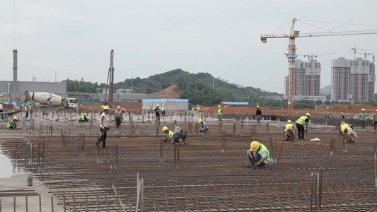 实拍建筑工地项目施工视频