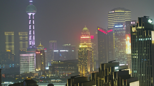 上海陆家嘴夜景航拍视频