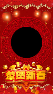 竖版红色喜庆中国新春拜年边框视频