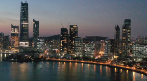 青岛城市夜景航拍4K视频40秒视频