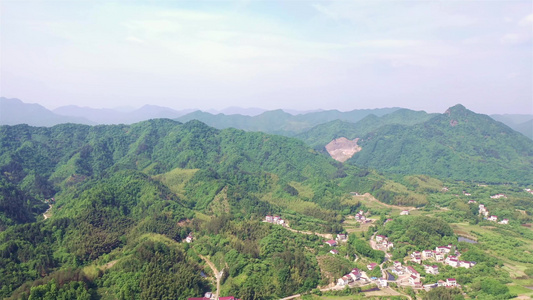 航拍大别山美丽山顶自然乡村风景视频