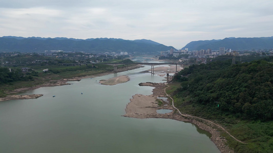 重庆北碚嘉陵江自然景观航拍合集视频