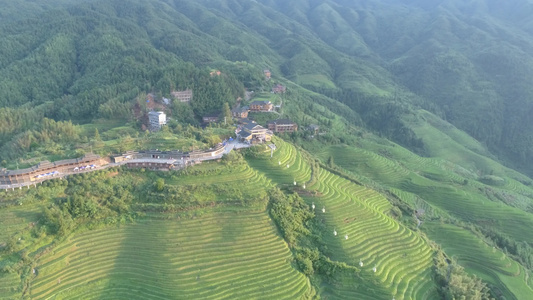 广西桂林龙脊梯田航拍全景视频