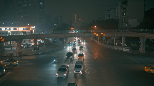 8K重庆城市夜晚车流堵车视频