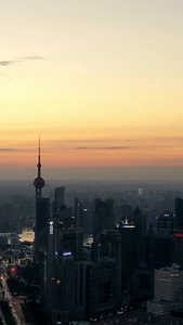 魔都城市天际线航拍延时上海地标建筑视频