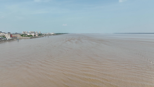 钱塘江浙江著名景点浪潮航拍大浪视频