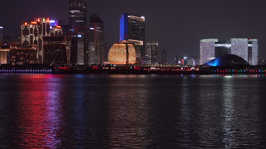 杭州钱江新城城市阳台夜景4K视频视频