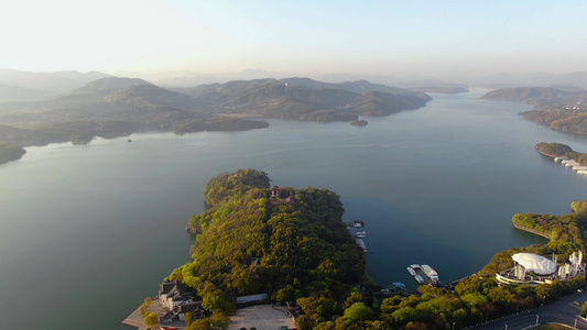 航拍5A天目湖景区景点湖里山岛视频视频