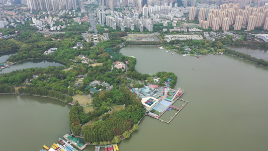 航拍中国湖北武汉东湖生态旅游风景区视频