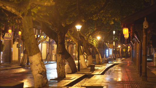 空空如也的夜景古城街道[毫无动静]视频