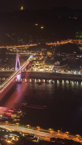 重庆南岸区南山东水门大桥内环入口夜景延时公路夜景视频