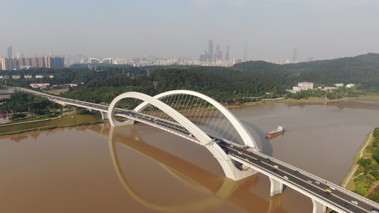 广西南宁大桥地标建筑航拍视频[该桥]视频