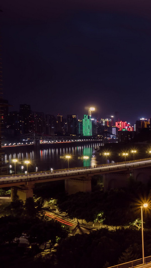 重庆渝澳嘉陵江大桥夜景延时摄影渝澳大桥17秒视频