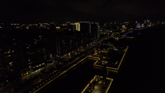 航拍汕头城市夜景视频