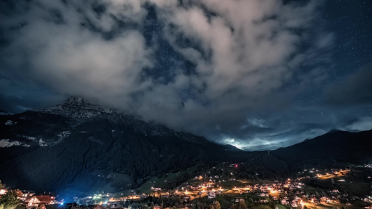 瑞士阿尔卑斯雪山自然风光星空延时摄影视频