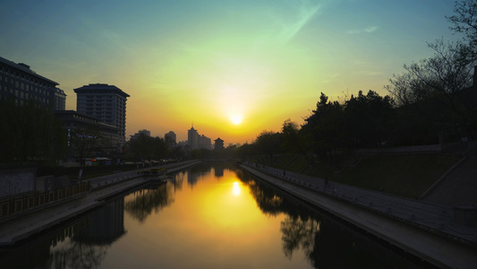 城市夕阳延时素材视频