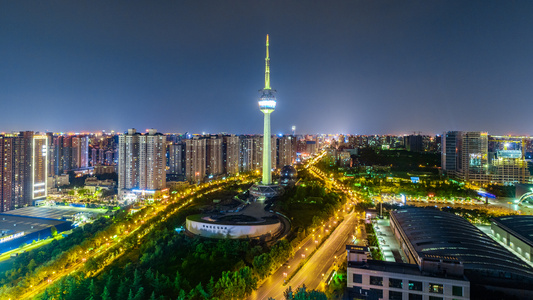 陕西自然博物馆西安电视塔麦德龙夜景8k延时视频