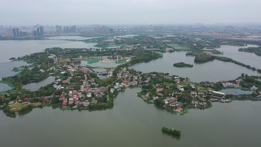 航拍武汉东湖生态旅游风景区落雁景区落雁岛视频