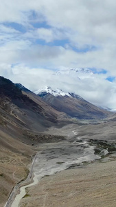 航拍世界最高峰珠穆朗玛峰大本营视频旅游景区视频