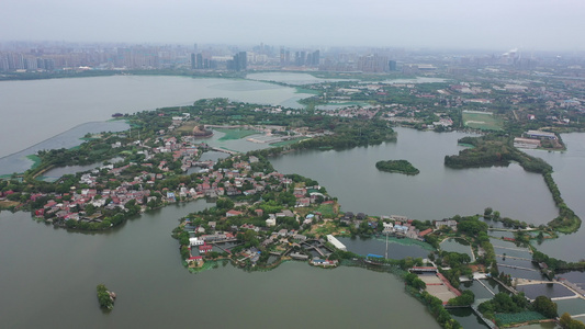 航拍武汉东湖生态旅游风景区落雁景区落雁岛视频