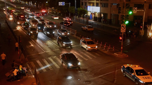 城市夜晚道路交通车流视频