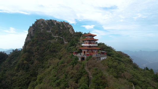 航拍5A洛阳白云山景区玉皇阁与制高点玉皇顶视频[白云洞]视频