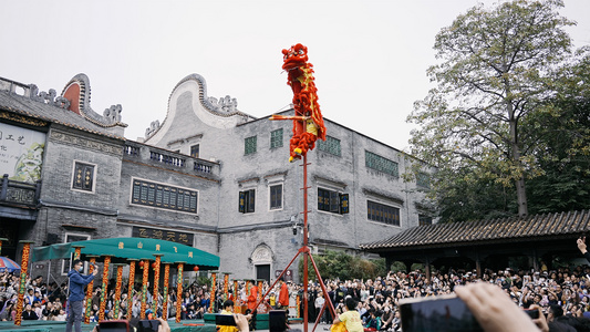 4K佛山祖庙舞狮视频