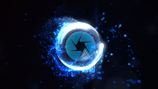 蓝色粒子震撼水球logo展示AECC2015模板视频