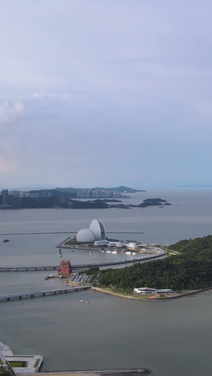 航拍城市风光珠海野狸岛海景素材城市素材65秒视频