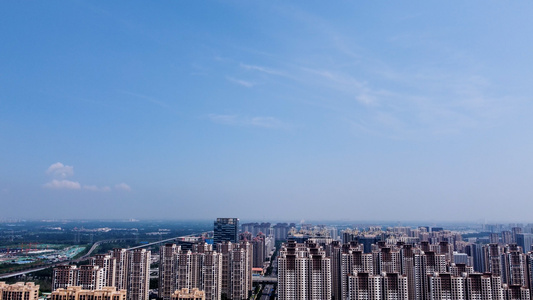 航拍济南西部新城城市风景视频