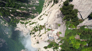 航拍陕西秦岭西岳华山山顶云海自然风景4k素材60秒视频