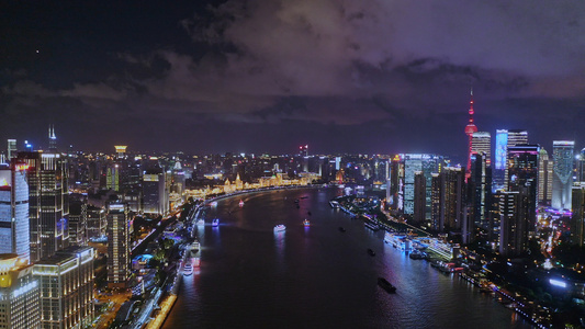 浦江两岸夜景航拍视频