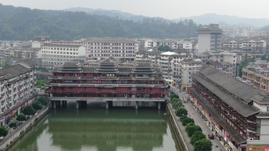 少数民族苗族特色建筑航拍视频