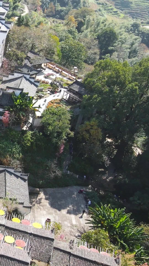 江西婺源景区古建筑群秋天晒秋全景俯拍旅游素材中国最美乡村46秒视频