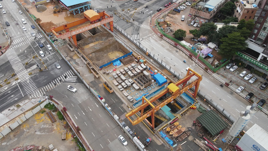 地铁修建航拍视频