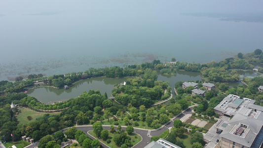 航拍河南平顶山市白龟湖湿地公园白龟山水库视频