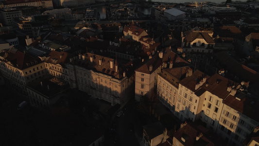 欧洲国家瑞士日内瓦城市风光国际旅游航拍视频
