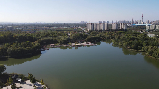 河北石家庄城市绿化植物公园航拍视频