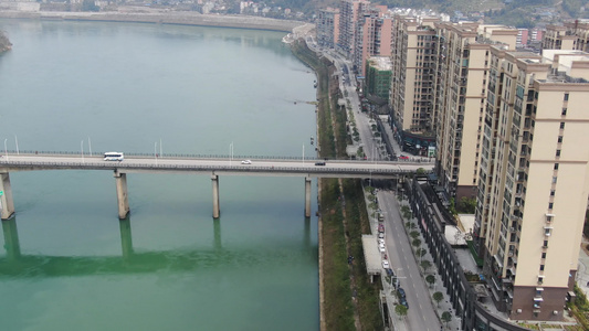 道路桥梁交通河流航拍视频