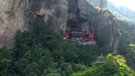 航拍5A雁荡山灵峰景观区太极洞古建筑寺庙视频视频